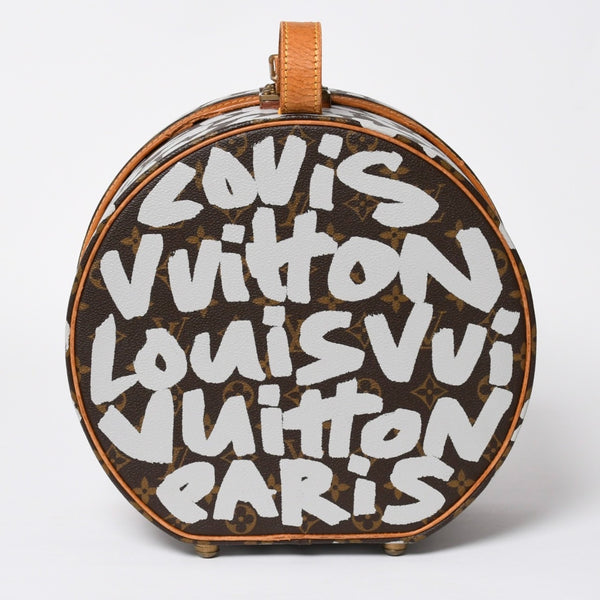 LOUIS VUITTON ルイヴィトン 帽子ケース モノグラム グラフィティ ボワット シャポー M92186 ブラウン シルバー 激レア 美品 中古 4a008593