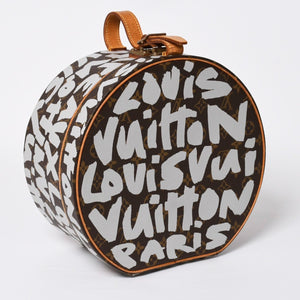 LOUIS VUITTON ルイヴィトン 帽子ケース モノグラム グラフィティ ボワット シャポー M92186 ブラウン シルバー 激レア 美品 中古 4a008593