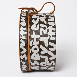LOUIS VUITTON ルイヴィトン 帽子ケース モノグラム グラフィティ ボワット シャポー M92186 ブラウン シルバー 激レア 美品 中古 4a008593