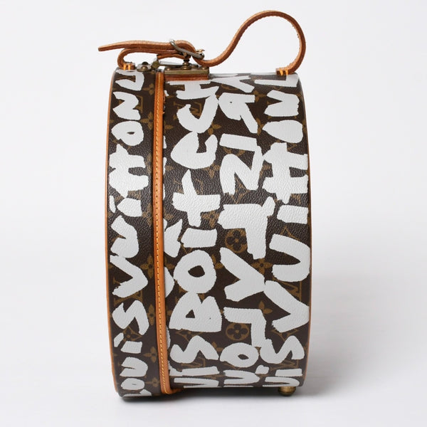 LOUIS VUITTON ルイヴィトン 帽子ケース モノグラム グラフィティ ボワット シャポー M92186 ブラウン シルバー 激レア 美品 中古 4a008593
