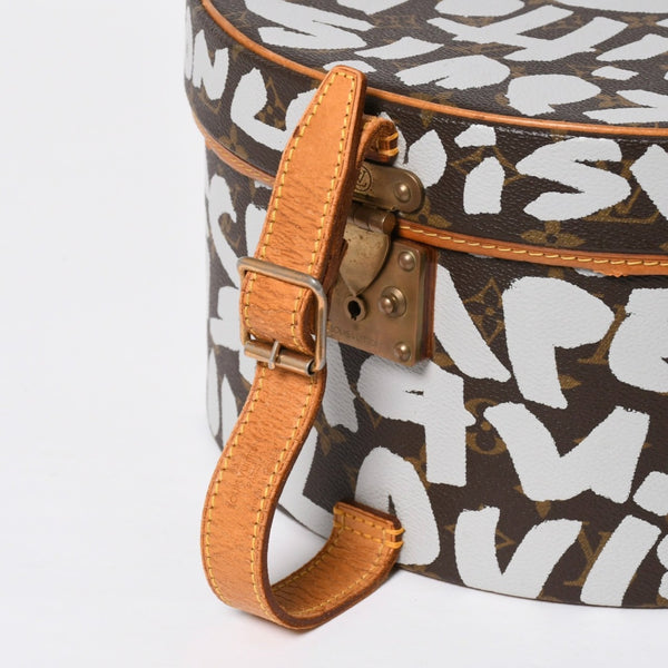 LOUIS VUITTON ルイヴィトン 帽子ケース モノグラム グラフィティ ボワット シャポー M92186 ブラウン シルバー 激レア 美品 中古 4a008593