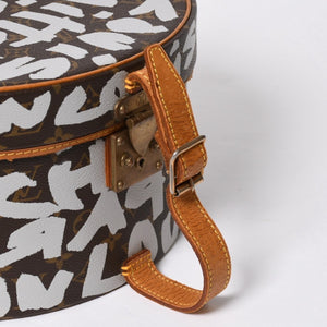 LOUIS VUITTON ルイヴィトン 帽子ケース モノグラム グラフィティ ボワット シャポー M92186 ブラウン シルバー 激レア 美品 中古 4a008593