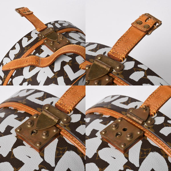 LOUIS VUITTON ルイヴィトン 帽子ケース モノグラム グラフィティ ボワット シャポー M92186 ブラウン シルバー 激レア 美品 中古 4a008593