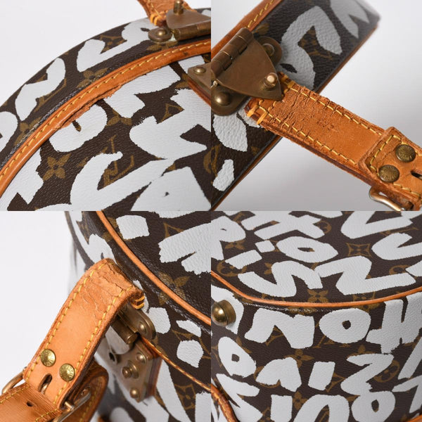 LOUIS VUITTON ルイヴィトン 帽子ケース モノグラム グラフィティ ボワット シャポー M92186 ブラウン シルバー 激レア 美品 中古 4a008593