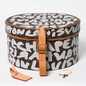 LOUIS VUITTON ルイヴィトン 帽子ケース モノグラム グラフィティ ボワット シャポー M92186 ブラウン シルバー 激レア 美品 中古 4a008593