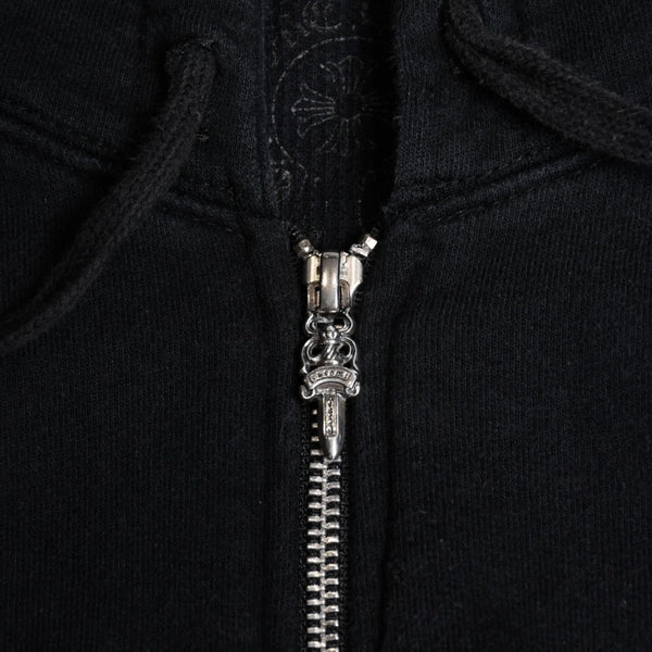 CHROME HEARTS クロムハーツ ダブルフェイス ジップアップ フーディー サイズS CHプラス ダガージップ ブラック 美品 中古 4a008902