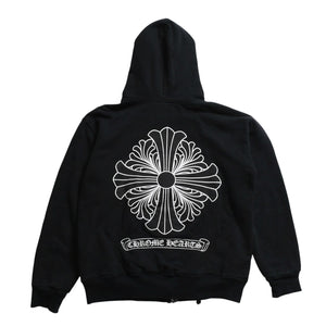 CHROME HEARTS クロムハーツ ダブルフェイス ジップアップ フーディー サイズS CHプラス ダガージップ ブラック 美品 中古 4a008902