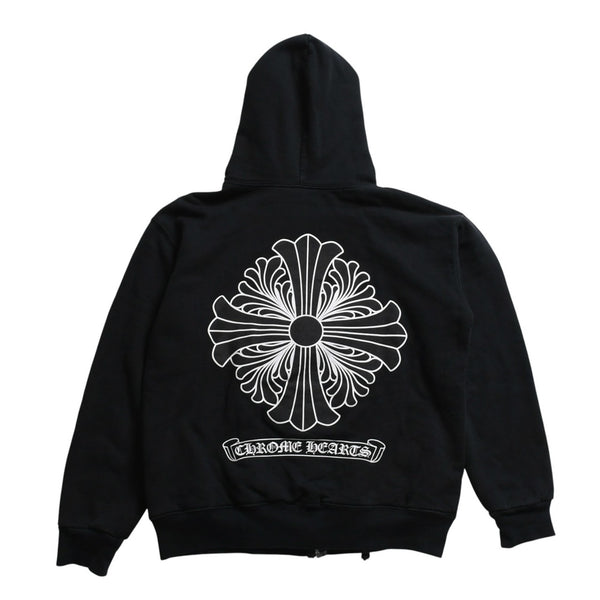 CHROME HEARTS クロムハーツ ダブルフェイス ジップアップ フーディー サイズS CHプラス ダガージップ ブラック 美品 中古 4a008902
