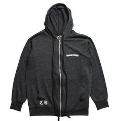 極美品 CHROME HEARTS クロムハーツ ジップアップ フーディー サイズL スター スクロールラベル ダガージップ 霜降りグレー 中古 4a008910