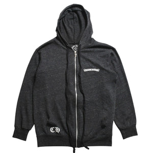 極美品 CHROME HEARTS クロムハーツ ジップアップ フーディー サイズL スター スクロールラベル ダガージップ 霜降りグレー 中古 4a008910