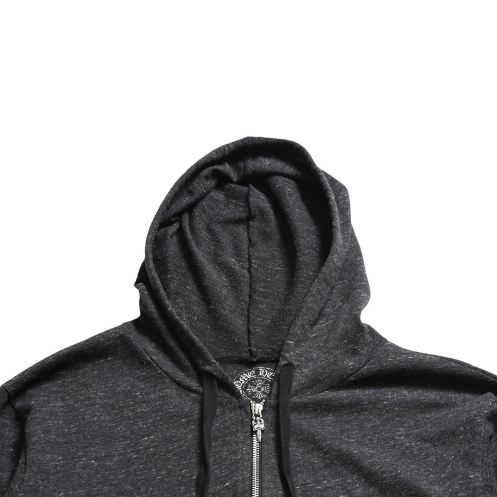 極美品 CHROME HEARTS クロムハーツ ジップアップ フーディー サイズL スター スクロールラベル ダガージップ 霜降りグレー 中古 4a008910