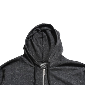 極美品 CHROME HEARTS クロムハーツ ジップアップ フーディー サイズL スター スクロールラベル ダガージップ 霜降りグレー 中古 4a008910