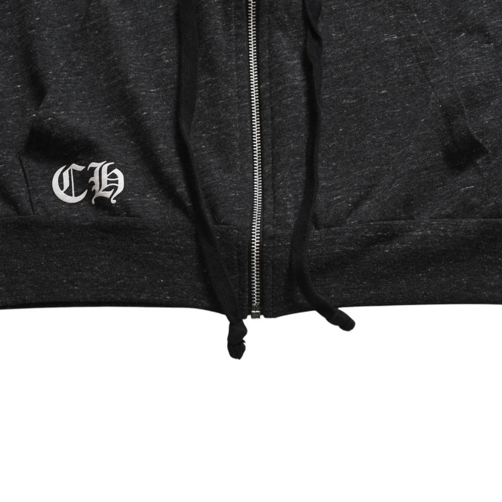 極美品 CHROME HEARTS クロムハーツ ジップアップ フーディー サイズL スター スクロールラベル ダガージップ 霜降りグレー 中古 4a008910