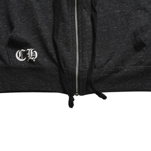 極美品 CHROME HEARTS クロムハーツ ジップアップ フーディー サイズL スター スクロールラベル ダガージップ 霜降りグレー 中古 4a008910