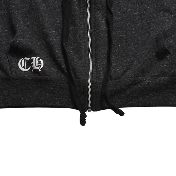 極美品 CHROME HEARTS クロムハーツ ジップアップ フーディー サイズL スター スクロールラベル ダガージップ 霜降りグレー 中古 4a008910