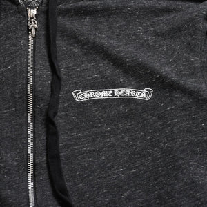 極美品 CHROME HEARTS クロムハーツ ジップアップ フーディー サイズL スター スクロールラベル ダガージップ 霜降りグレー 中古 4a008910