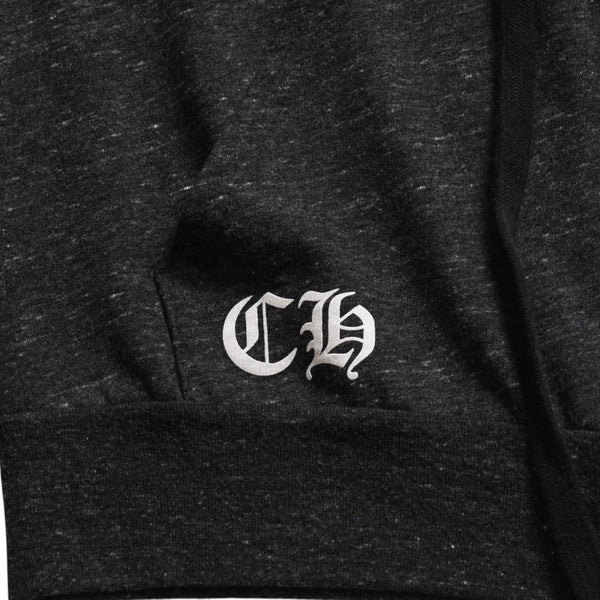 極美品 CHROME HEARTS クロムハーツ ジップアップ フーディー サイズL スター スクロールラベル ダガージップ 霜降りグレー 中古 4a008910