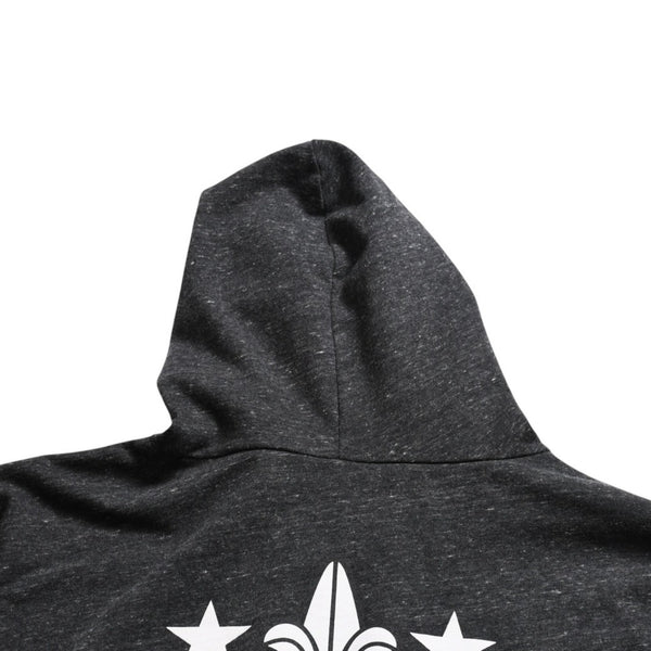 極美品 CHROME HEARTS クロムハーツ ジップアップ フーディー サイズL スター スクロールラベル ダガージップ 霜降りグレー 中古 4a008910