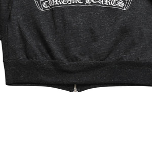 極美品 CHROME HEARTS クロムハーツ ジップアップ フーディー サイズL スター スクロールラベル ダガージップ 霜降りグレー 中古 4a008910