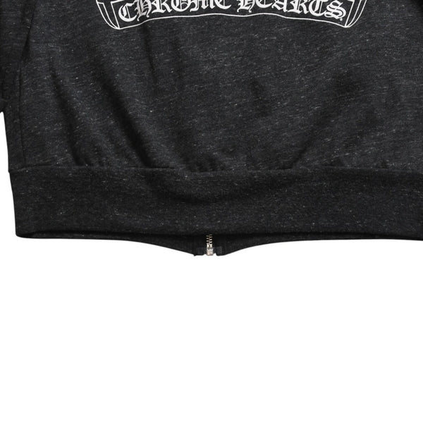 極美品 CHROME HEARTS クロムハーツ ジップアップ フーディー サイズL スター スクロールラベル ダガージップ 霜降りグレー 中古 4a008910