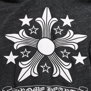 極美品 CHROME HEARTS クロムハーツ ジップアップ フーディー サイズL スター スクロールラベル ダガージップ 霜降りグレー 中古 4a008910