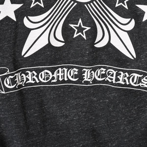 極美品 CHROME HEARTS クロムハーツ ジップアップ フーディー サイズL スター スクロールラベル ダガージップ 霜降りグレー 中古 4a008910