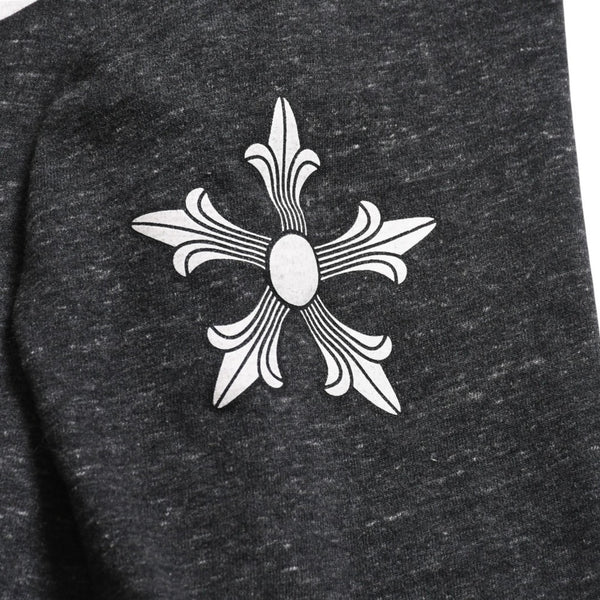 極美品 CHROME HEARTS クロムハーツ ジップアップ フーディー サイズL スター スクロールラベル ダガージップ 霜降りグレー 中古 4a008910