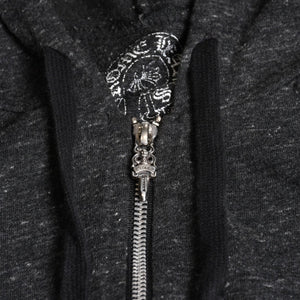 極美品 CHROME HEARTS クロムハーツ ジップアップ フーディー サイズL スター スクロールラベル ダガージップ 霜降りグレー 中古 4a008910