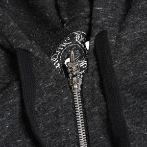 極美品 CHROME HEARTS クロムハーツ ジップアップ フーディー サイズL スター スクロールラベル ダガージップ 霜降りグレー 中古 4a008910