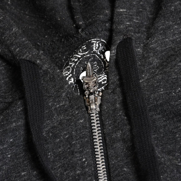 極美品 CHROME HEARTS クロムハーツ ジップアップ フーディー サイズL スター スクロールラベル ダガージップ 霜降りグレー 中古 4a008910