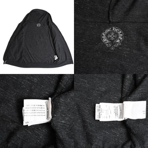 極美品 CHROME HEARTS クロムハーツ ジップアップ フーディー サイズL スター スクロールラベル ダガージップ 霜降りグレー 中古 4a008910