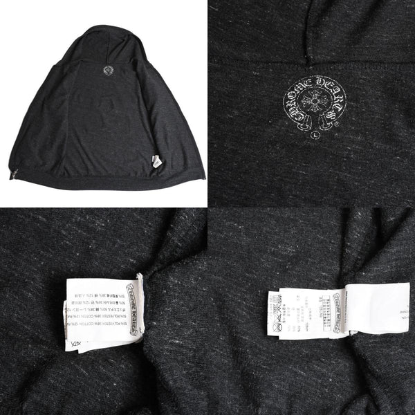 極美品 CHROME HEARTS クロムハーツ ジップアップ フーディー サイズL スター スクロールラベル ダガージップ 霜降りグレー 中古 4a008910