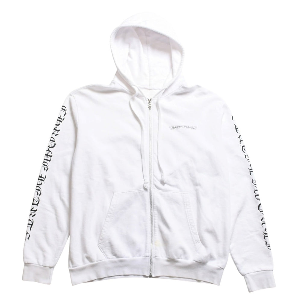 CHROME HEARTS クロムハーツ ジップアップ フーディー パーカー サイズL ダガージップ スクロールラベル ホワイト 美品 中古 4a008911