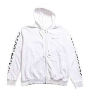CHROME HEARTS クロムハーツ ジップアップ フーディー パーカー サイズL ダガージップ スクロールラベル ホワイト 美品 中古 4a008911