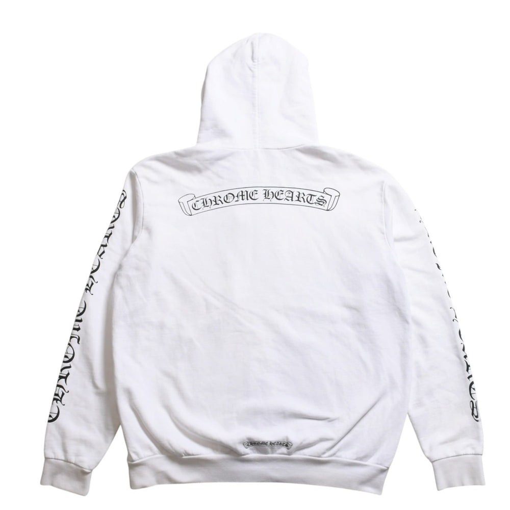 CHROME HEARTS クロムハーツ ジップアップ フーディー パーカー サイズL ダガージップ スクロールラベル ホワイト 美品 中古 4a008911