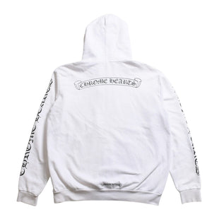 CHROME HEARTS クロムハーツ ジップアップ フーディー パーカー サイズL ダガージップ スクロールラベル ホワイト 美品 中古 4a008911