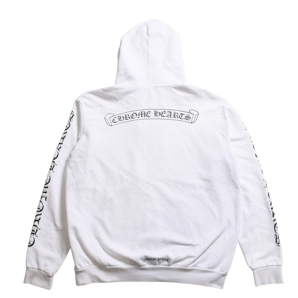 CHROME HEARTS クロムハーツ ジップアップ フーディー パーカー サイズL ダガージップ スクロールラベル ホワイト 美品 中古 4a008911