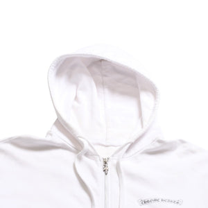 CHROME HEARTS クロムハーツ ジップアップ フーディー パーカー サイズL ダガージップ スクロールラベル ホワイト 美品 中古 4a008911