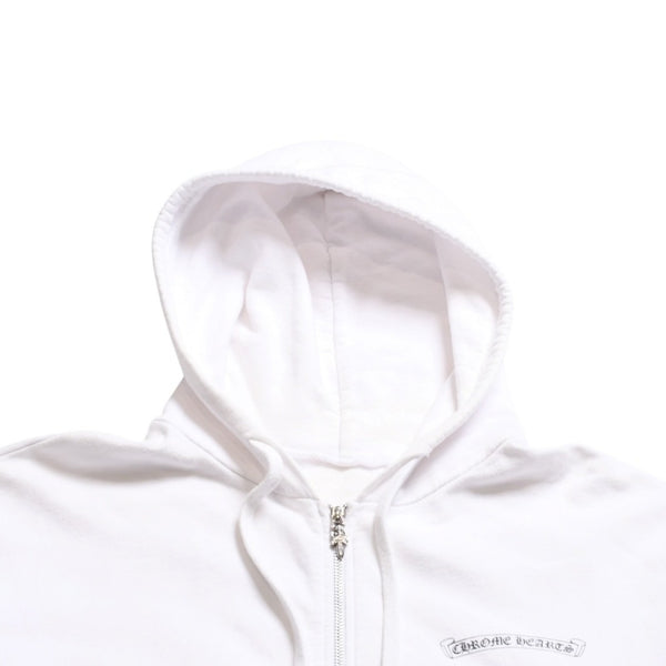 CHROME HEARTS クロムハーツ ジップアップ フーディー パーカー サイズL ダガージップ スクロールラベル ホワイト 美品 中古 4a008911