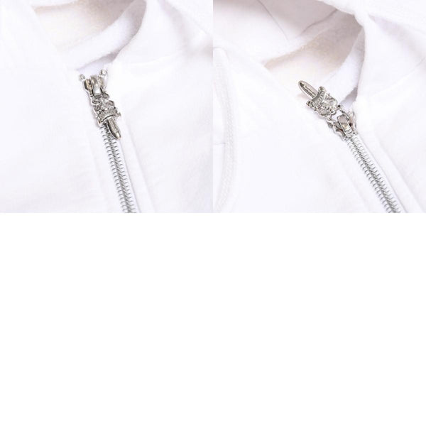 CHROME HEARTS クロムハーツ ジップアップ フーディー パーカー サイズL ダガージップ スクロールラベル ホワイト 美品 中古 4a008911