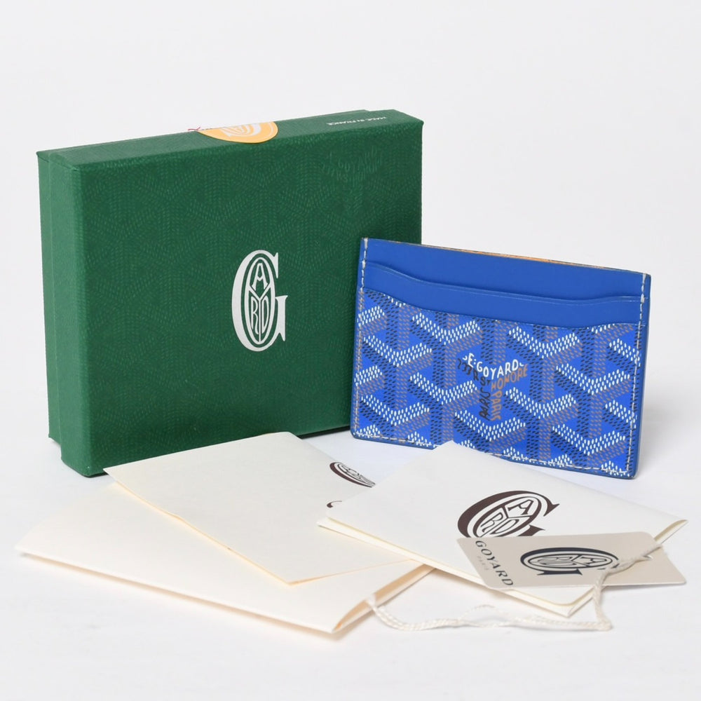 Very good condition GOYARD Saint Sulpice card case card holder STSULPPMLTY10CL10X PVC leather blue used 4a009214