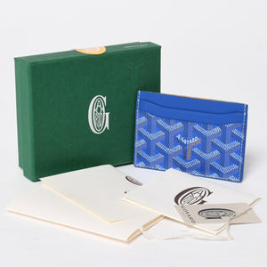 極美品 GOYARD ゴヤール サン シュルピス カードケース カードホルダー STSULPPMLTY10CL10X PVC レザー ブルー 中古 4a009214