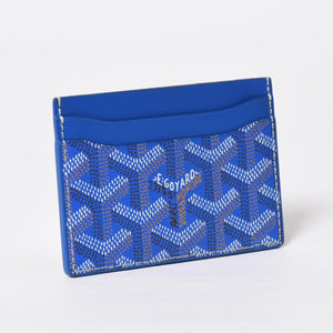 極美品 GOYARD ゴヤール サン シュルピス カードケース カードホルダー STSULPPMLTY10CL10X PVC レザー ブルー 中古 4a009214