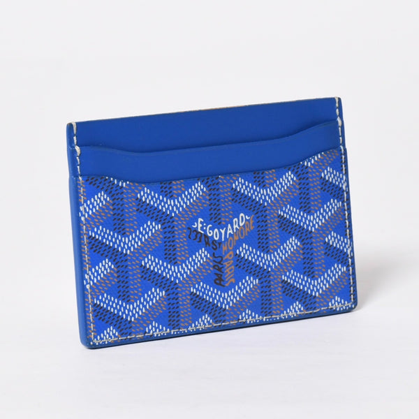 極美品 GOYARD ゴヤール サン シュルピス カードケース カードホルダー STSULPPMLTY10CL10X PVC レザー ブルー 中古 4a009214