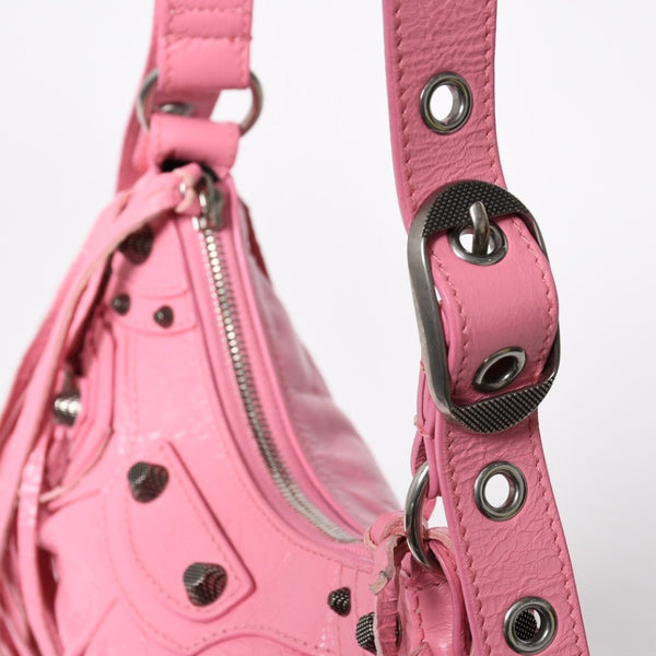 Very Good Condition BALENCIAGA Le Cargole Le Cargole Shoulder Bag Fringe Pink 671309 Silver Hardware Used 4a009030