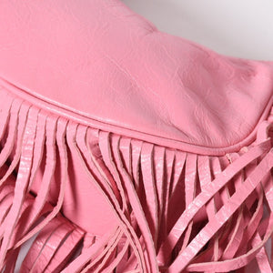 Very Good Condition BALENCIAGA Le Cargole Le Cargole Shoulder Bag Fringe Pink 671309 Silver Hardware Used 4a009030
