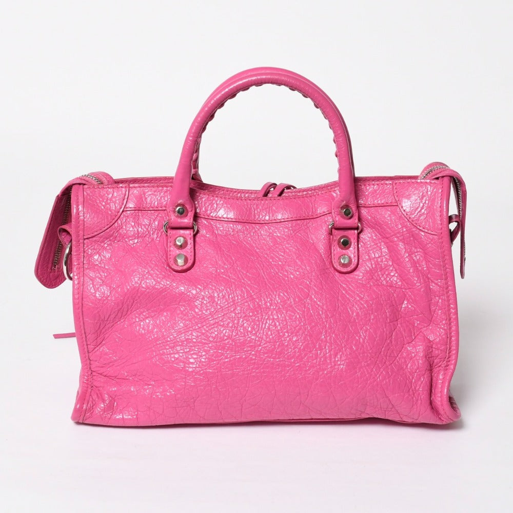 Very Good Condition BALENCIAGA Classic City Small Handbag 431621 Leather Pink Gold Hardware Used 4a009033