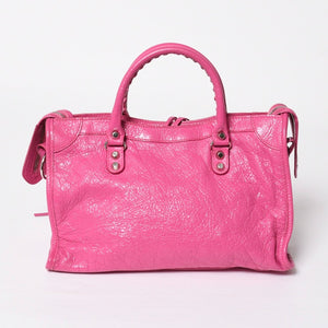 Very Good Condition BALENCIAGA Classic City Small Handbag 431621 Leather Pink Gold Hardware Used 4a009033