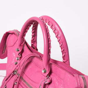 Very Good Condition BALENCIAGA Classic City Small Handbag 431621 Leather Pink Gold Hardware Used 4a009033