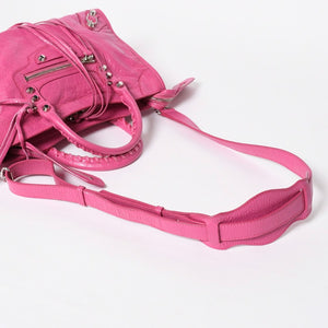 Very Good Condition BALENCIAGA Classic City Small Handbag 431621 Leather Pink Gold Hardware Used 4a009033
